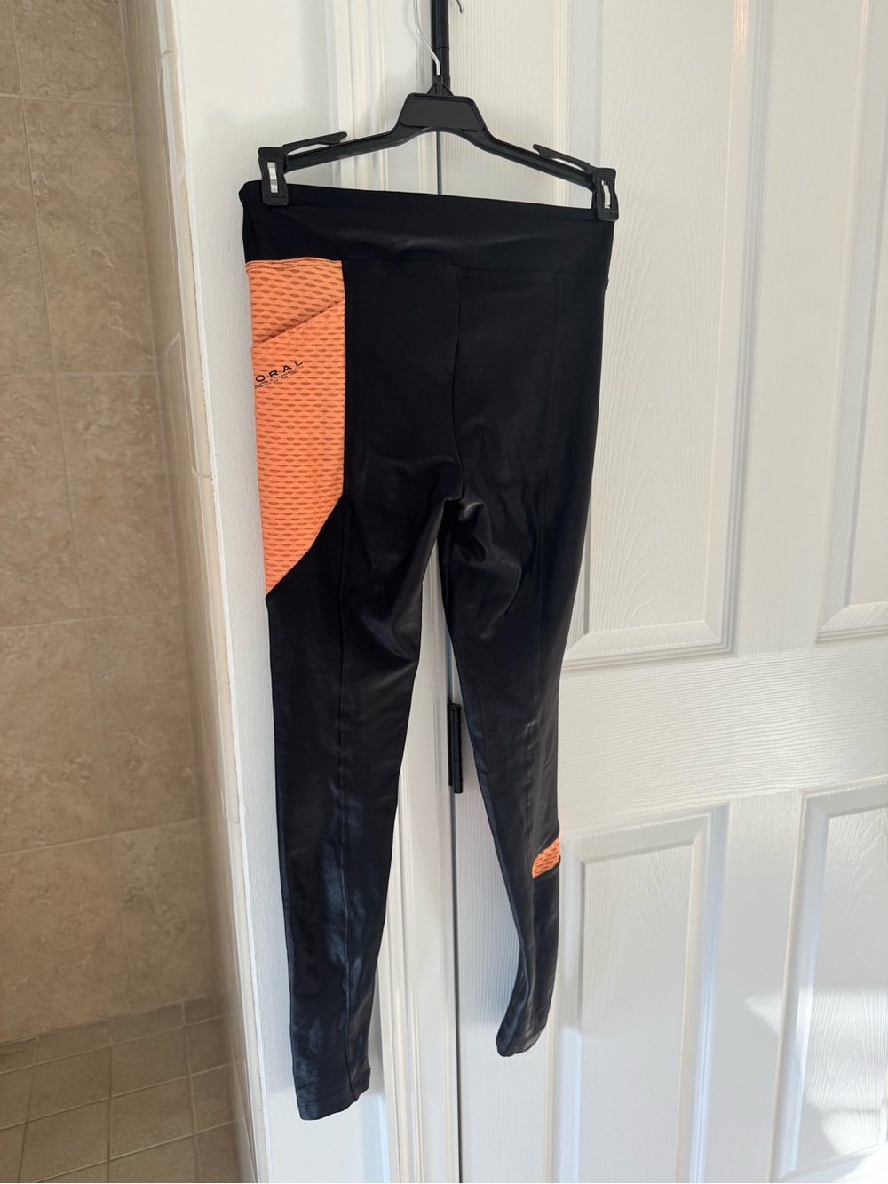 Koral Black Leggings with Orange Panels